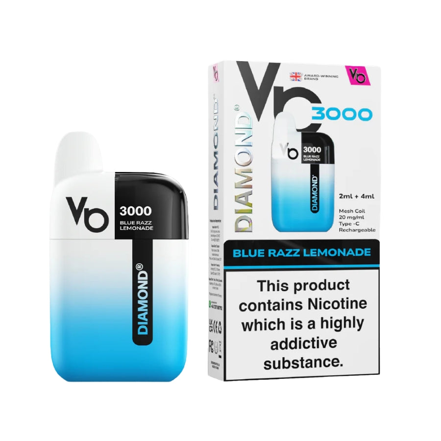Vapes Bars Diamond 3000 Blue Razz Lemonade Vape Kit - Case of 5