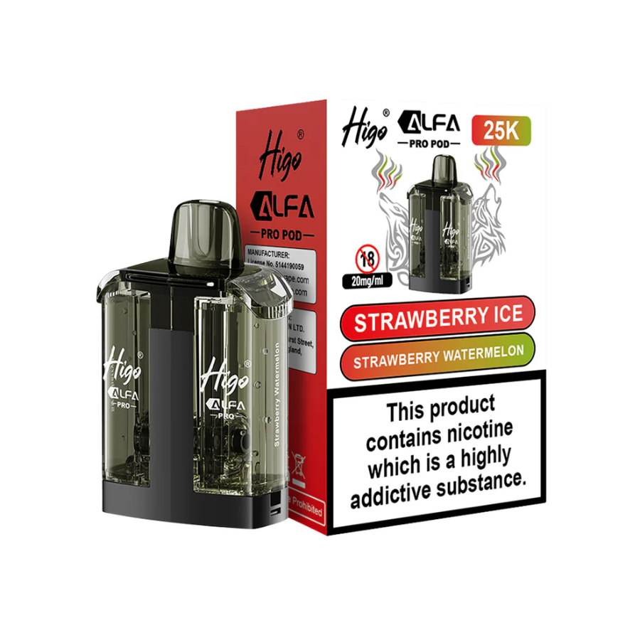Higo Alfa Pro 25K Pod Strawberry Watermelon Strawberry- Case of 5