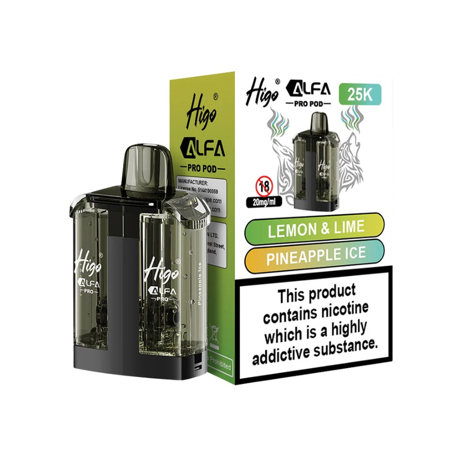 Higo Alfa Pro 25K Pod Lemon And Lime Pineapple Ice- Case of 5