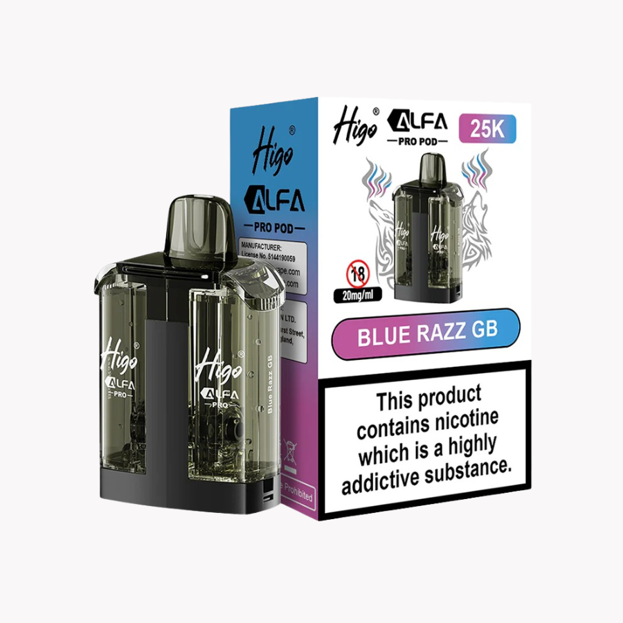 Higo Alfa Pro 25K Pod Blue Razz GB- Case of 5
