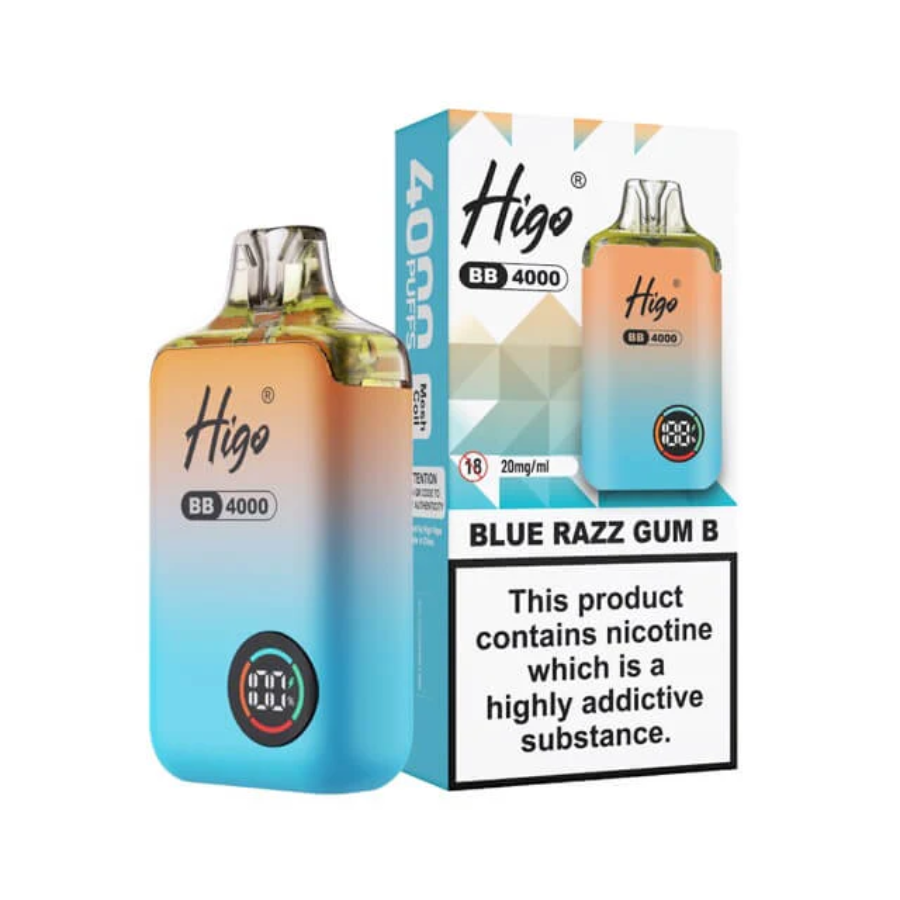Higo BB 4K Blue Razz Gum B Prefilled Vape Kit- Case of 10