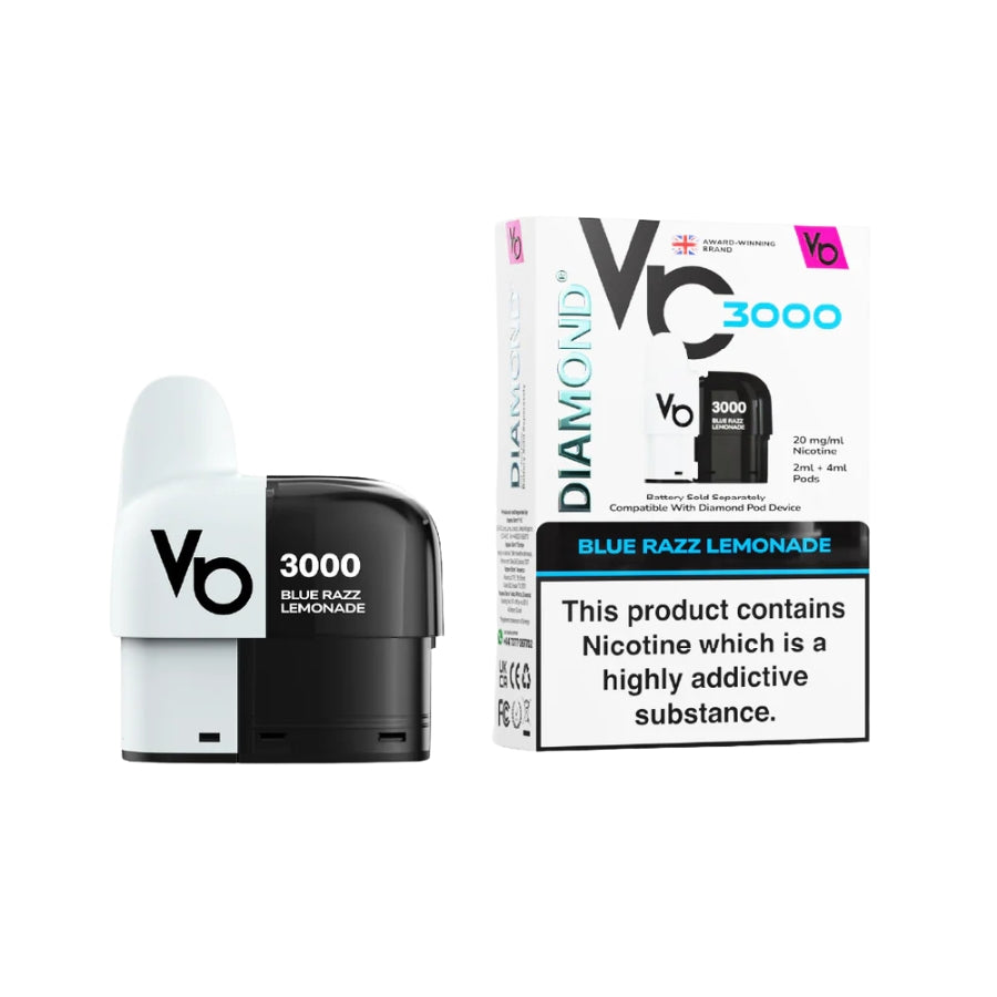 Vape Bars Diamond 3000 Blue Razz Lemonade Refill Pod - Case of 10