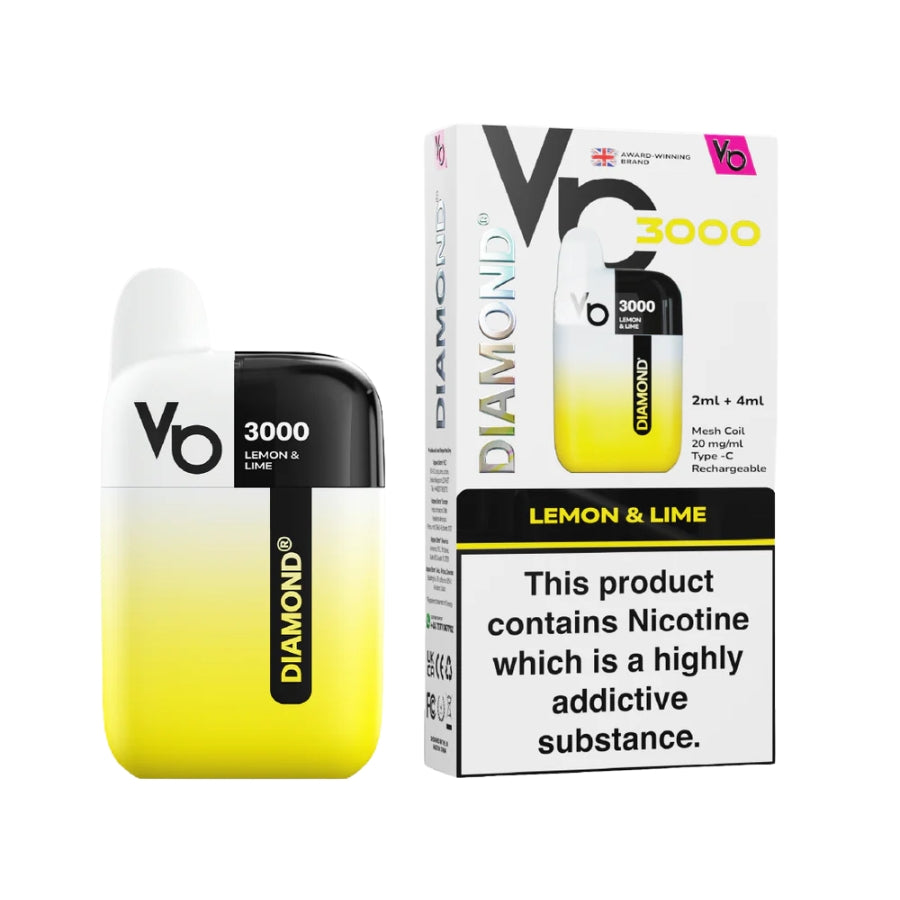 Vapes Bars Diamond 3000 Lemon & Lime Vape Kit - Case of 5