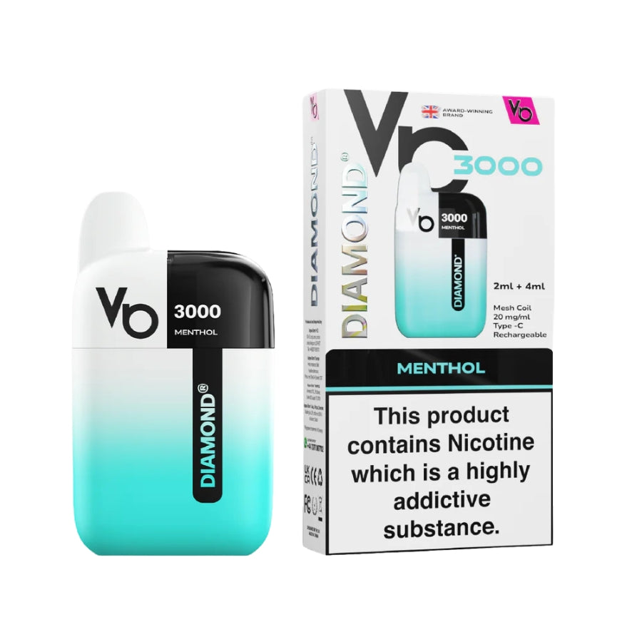 Vapes Bars Diamond 3000 Menthol Vape Kit - Case of 5