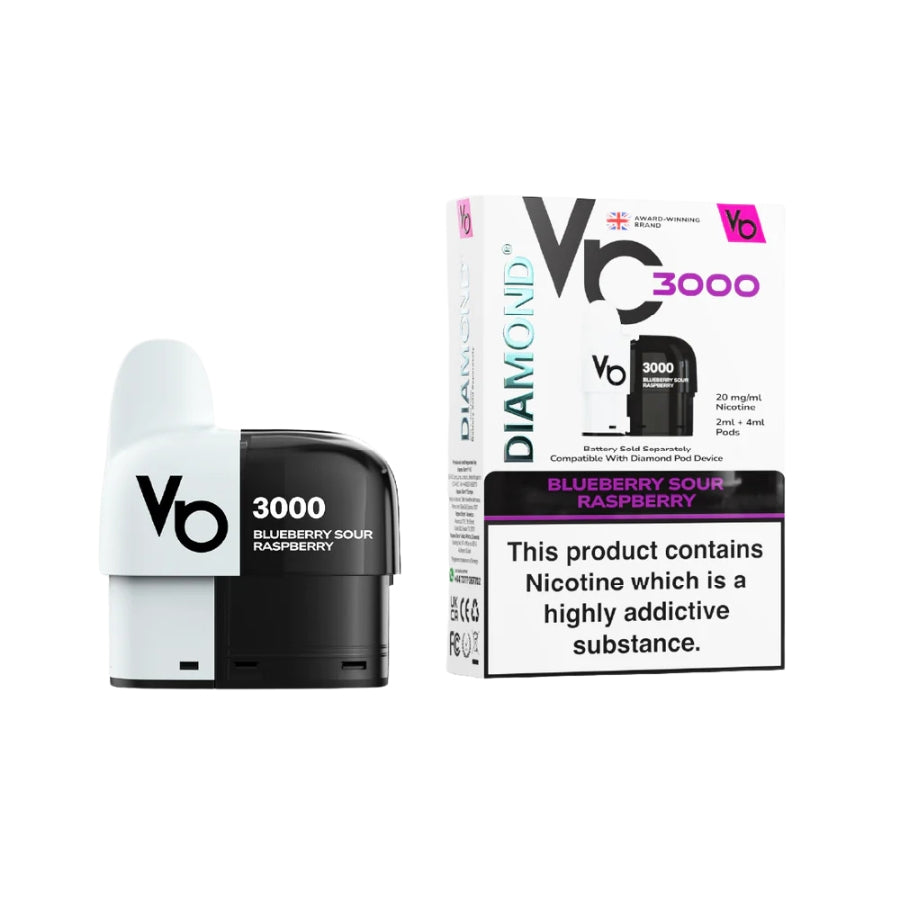 Vape Bars Diamond 3000 Blueberry Sour Raspberry Refill Pod - Case of 10