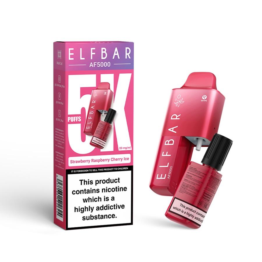 ELFBAR AF5000 Vape Kit, Strawberry Raspberry Cherry Ice - Case of 5
