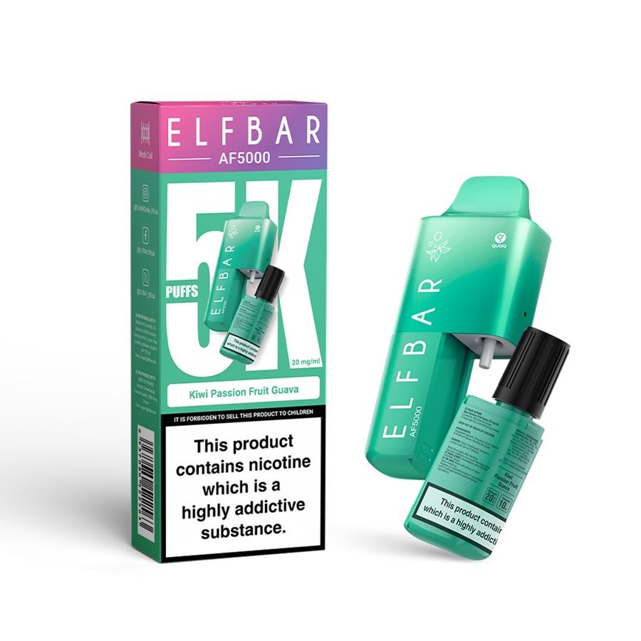 ELFBAR AF5000 Vape Kit, Kiwi Passion Fruit Guava - Case of 5