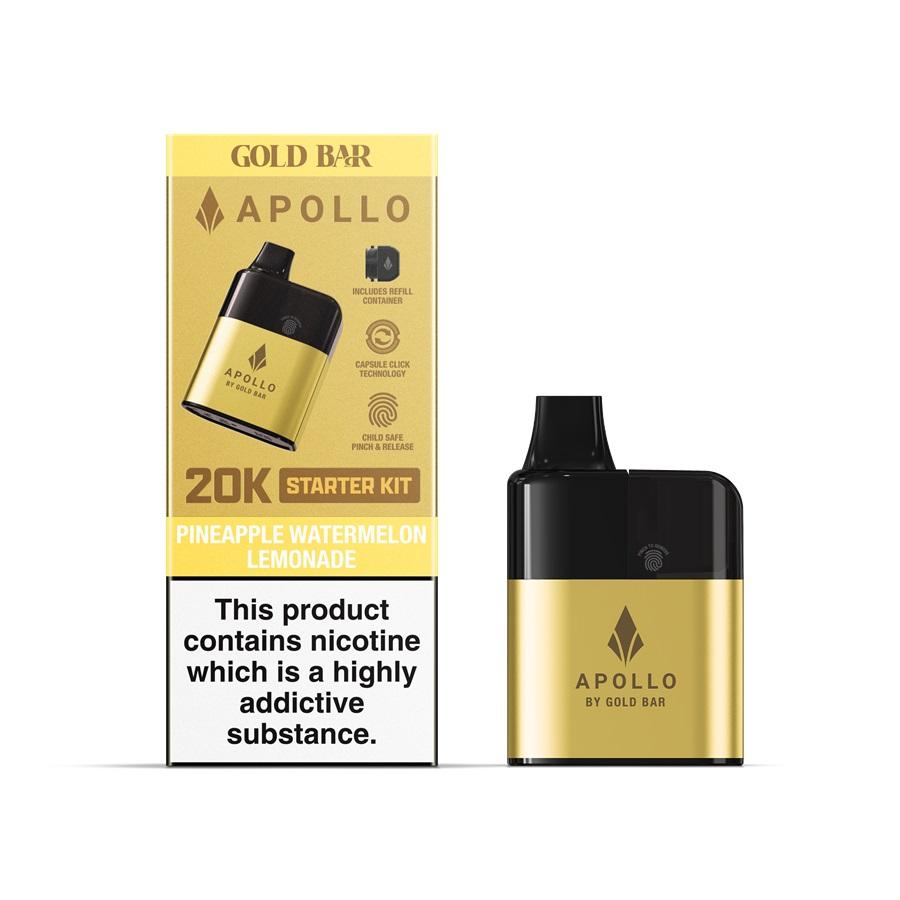 Gold Bar Apollo Pineapple Watermelon Lemon Prefilled Pod Vape Kit - Case of 5