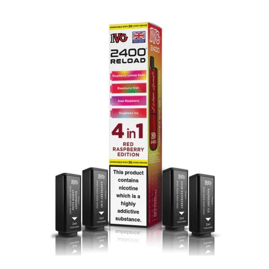 IVG 2400 Reload 4-in-1 Pods Red Raspberry Edition - Case of 5