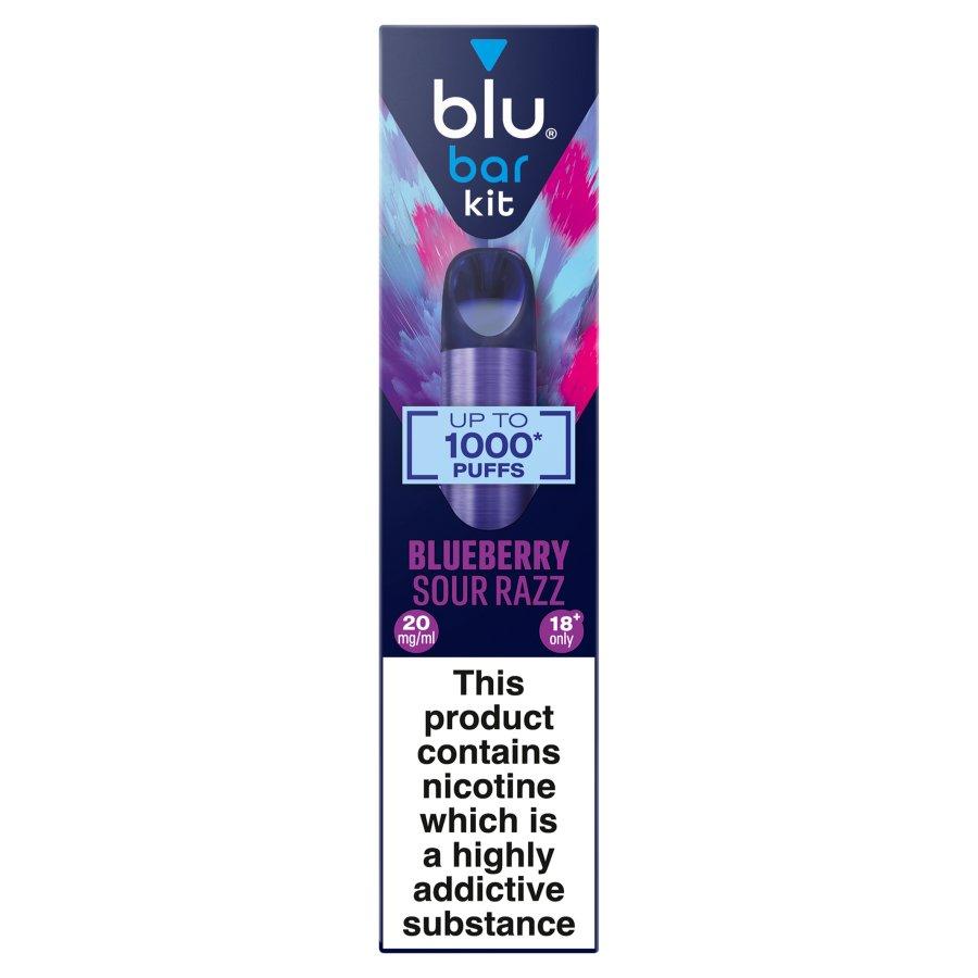 Blu Bar Blueberry Sour Razz Vape Pod Kit 20mg - Case of 10
