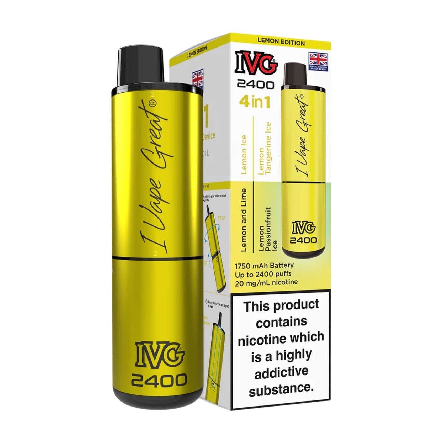 IVG 2400 Rechargeable Lemon Edition Vape Kit - Case of 5