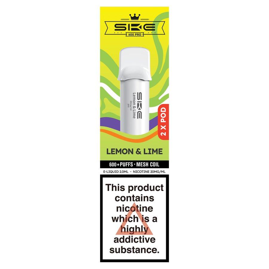 SKE Crystal 600 Pro Prefilled Pods Lemon & Lime - Case of 10