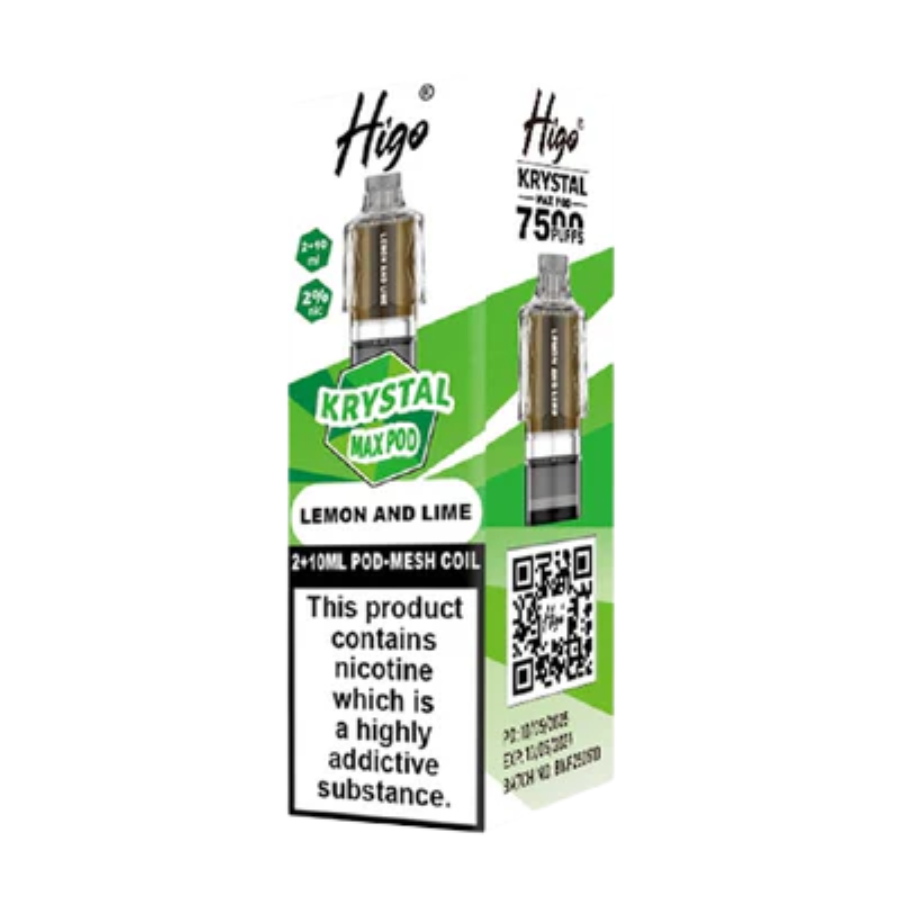 Higo Krystal Max 7500 Lemon and Lime Prefilled Pods - Case of 5