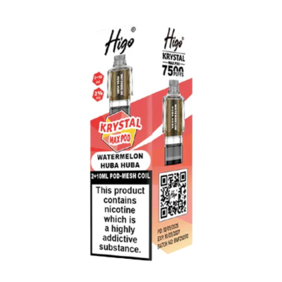 Higo Krystal Max 7500 Watermelon Huba Huba Prefilled Pods - Case of 5