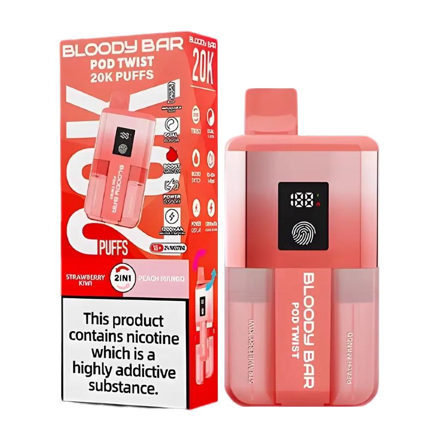 Bloody Bar Twist 20K Strawberry Kiwi/ Peach Mango Vape Kit - Case of 5