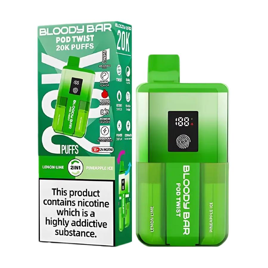 Bloody Bar Twist 20K Lemon Lime/ Pineapple Ice Vape Kit - Case of 5