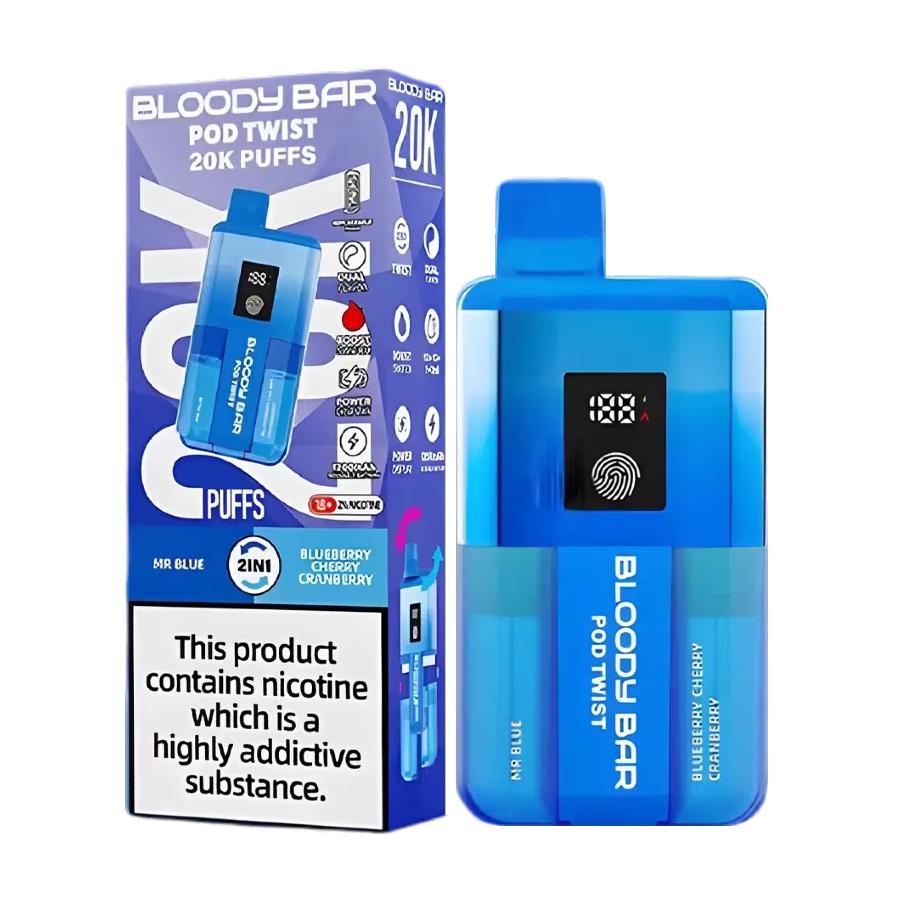 Bloody Bar Twist 20K Mr Blue/ Blueberry Cherry Cranberry Vape Kit - Case of 5