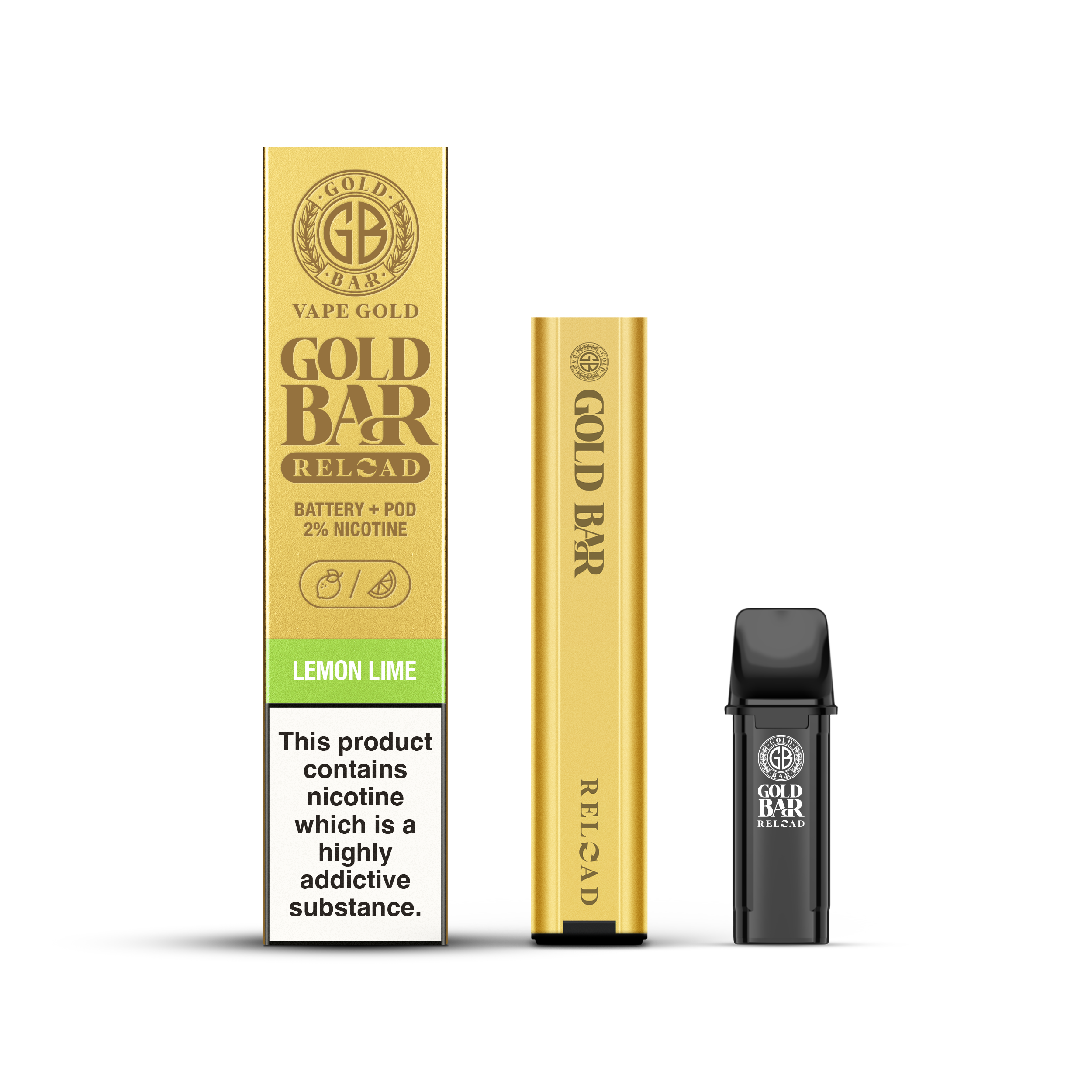 Gold Bar Reload Lemon Lime Prefilled Pod Kit - Case of 10