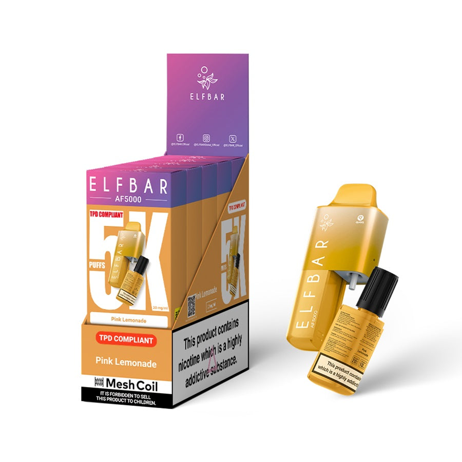 ELFBAR AF5000 Vape Kit, Pink Lemonade - Case of 5