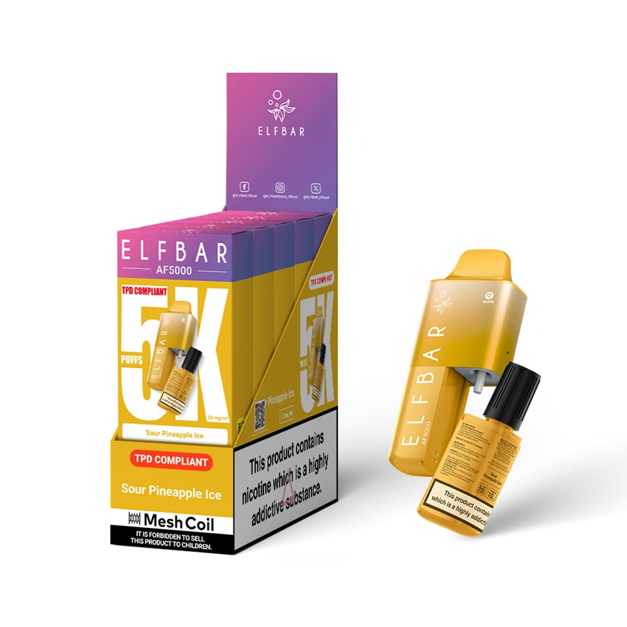 ELFBAR AF5000 Vape Kit, Sour Pineapple Ice - Case of 5