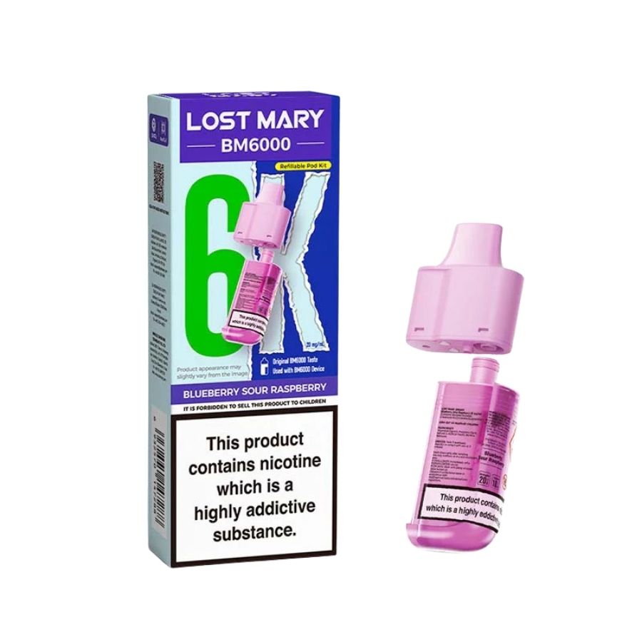 Lost Mary BM6000 Blue Sour Raspberry Refill Pod - Case of 5