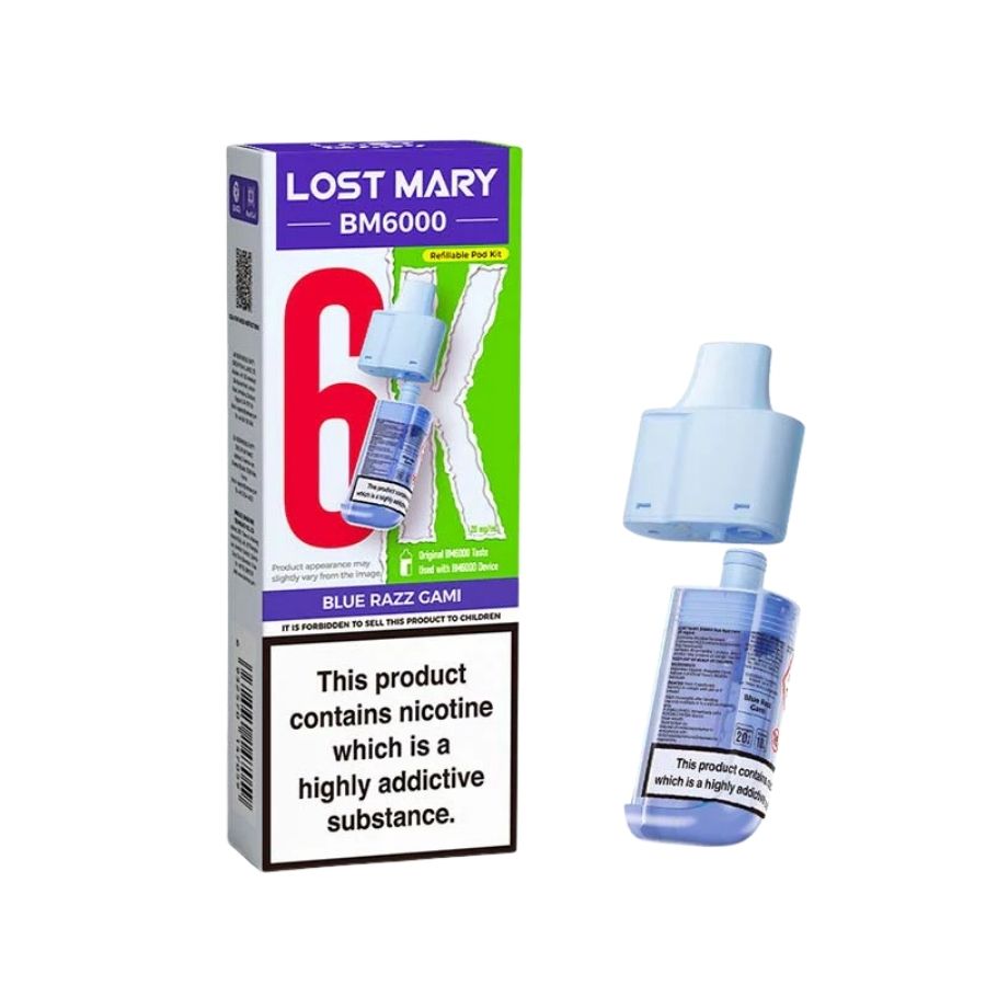 Lost Mary BM6000 Blue Razz Gami Refill Pod - Case of 5