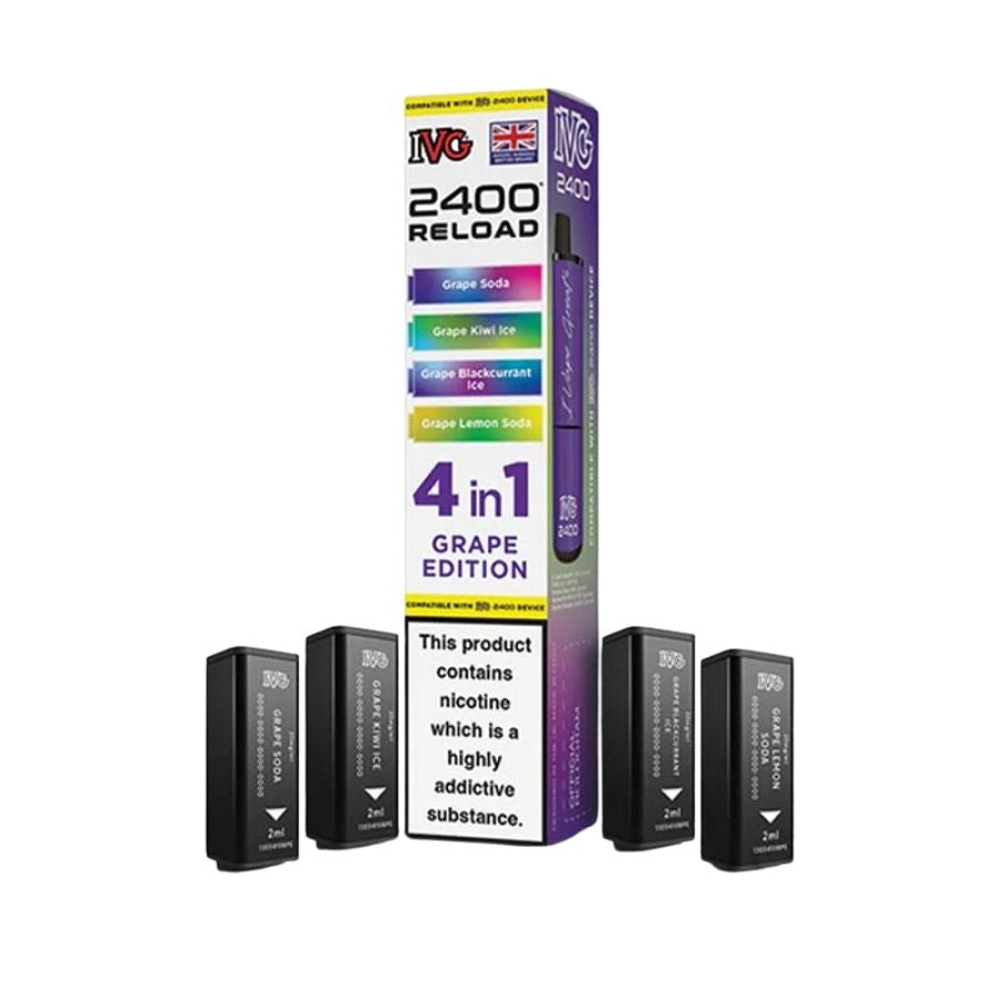 IVG 2400 Reload Grape Edition Prefilled Vape Pods PK- 20mg - Case of 5