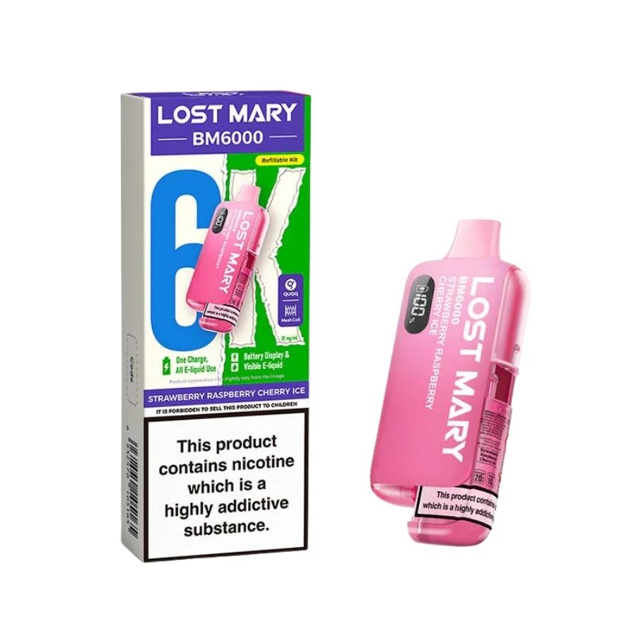 Lost Mary BM6000 Pre-filled Strawberry Raspberry Cherry Pod Kit - Case of 5