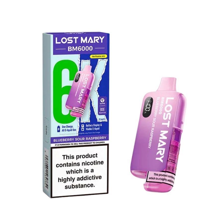 Lost Mary BM6000 Pre-filled Blue Sour Raspberry Pod Kit - Case of 5