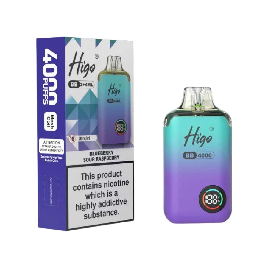 Higo BB Blueberry Sour Raspberry Prefilled Pod Vape Kit - Case of 10
