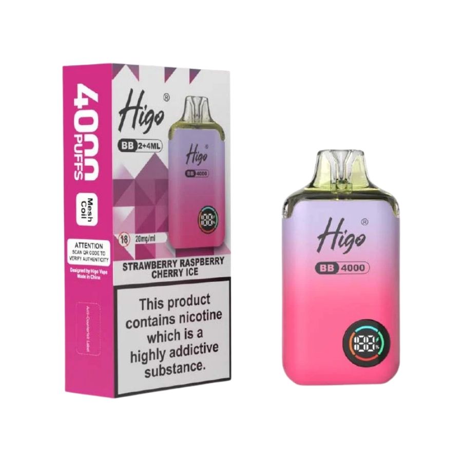Higo BB Strawberry Raspberry Cherry Ice Prefilled Pod Vape Kit - Case of 10