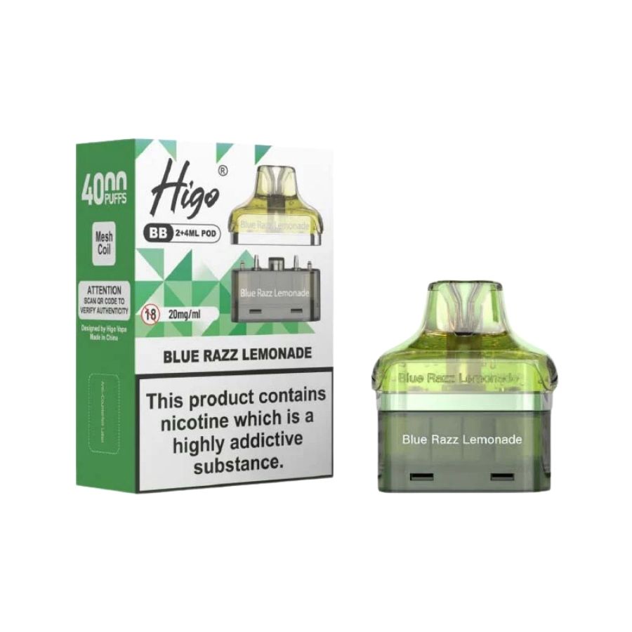 Higo BB 4000 Blue Razz Lemonade Refill Pod - Case of 5