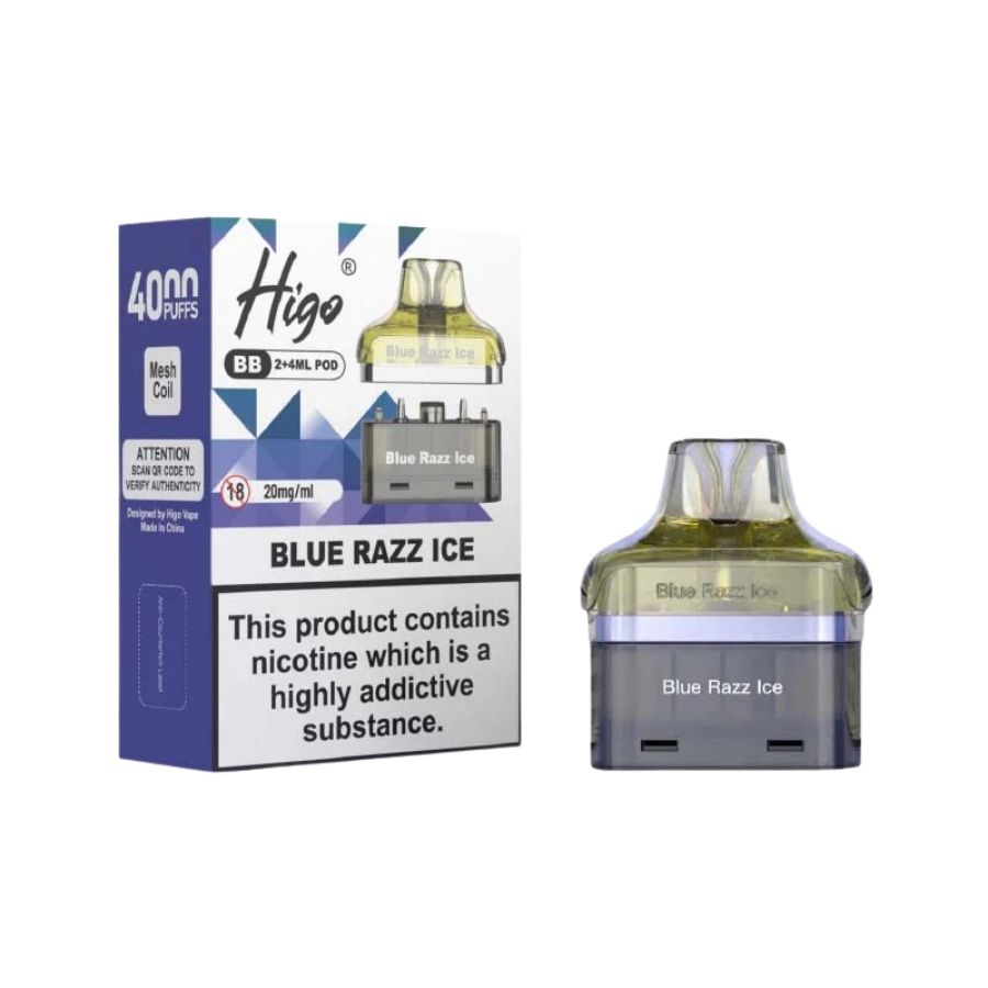 Higo BB 4000 Blue Razz Ice Refill Pod - Case of 5