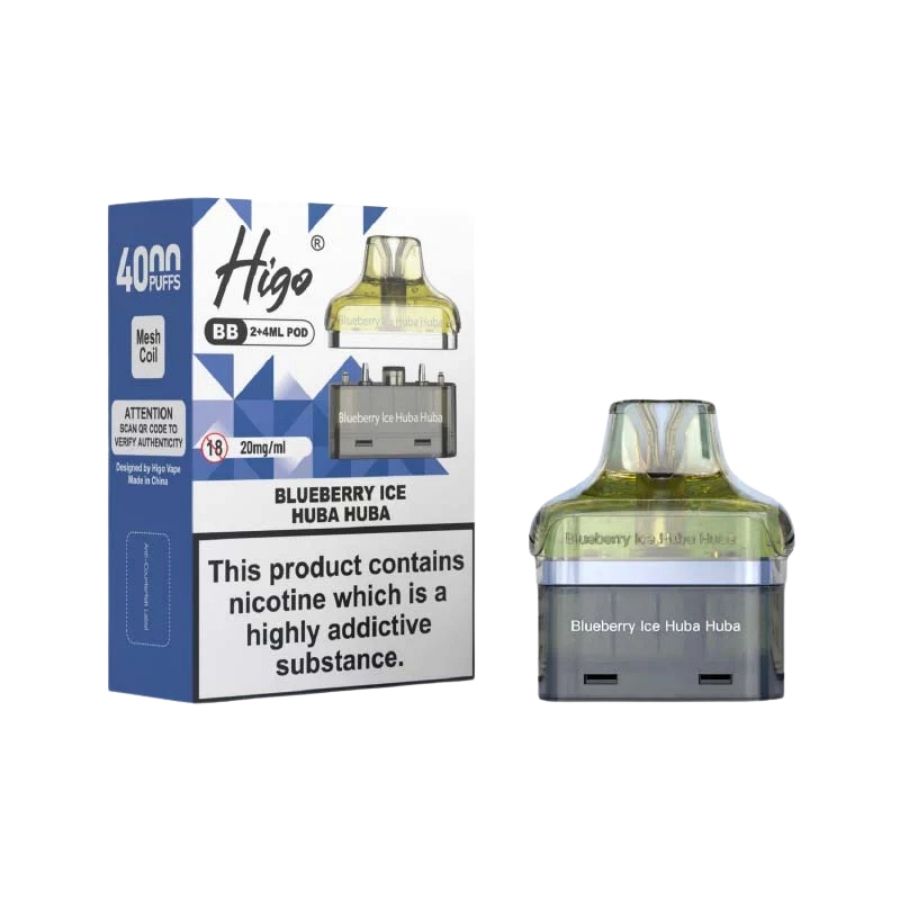 Higo BB 4000 Blueberry Ice Huba Huba Refill Pod - Case of 5