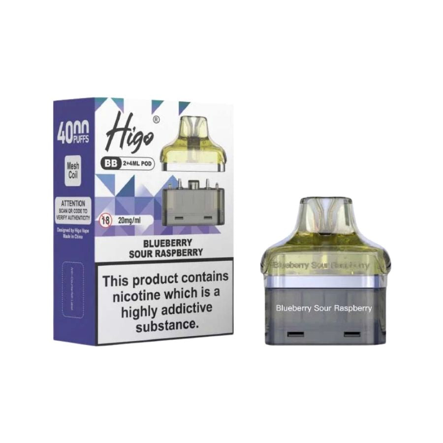 Higo BB 4000 Blueberry Sour Raspberry Refill Pod - Case of 5