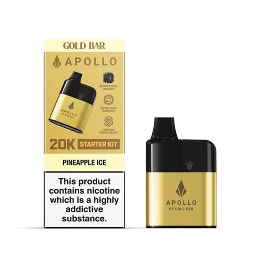 Gold Bar Apollo Pineapple Ice Prefilled Pod Vape Kit - Case of 5