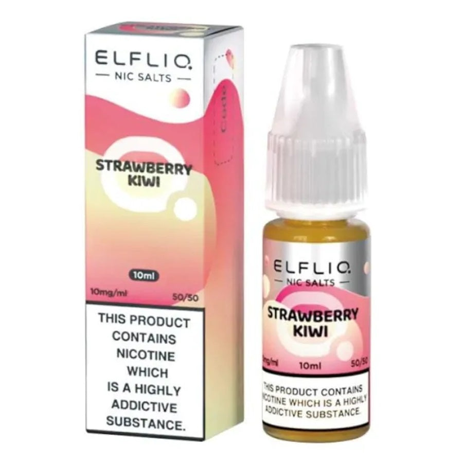 elfliq vape juice 0 nicotine ELFBAR ElfLiq Strawberry Kiwi Nic Salt E-Liquid 10ml