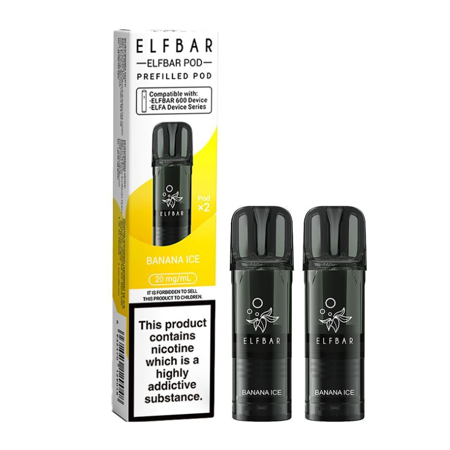 Elf Bar 600 Banana Ice Prefilled Vape Pods 20mg  - Case of 10