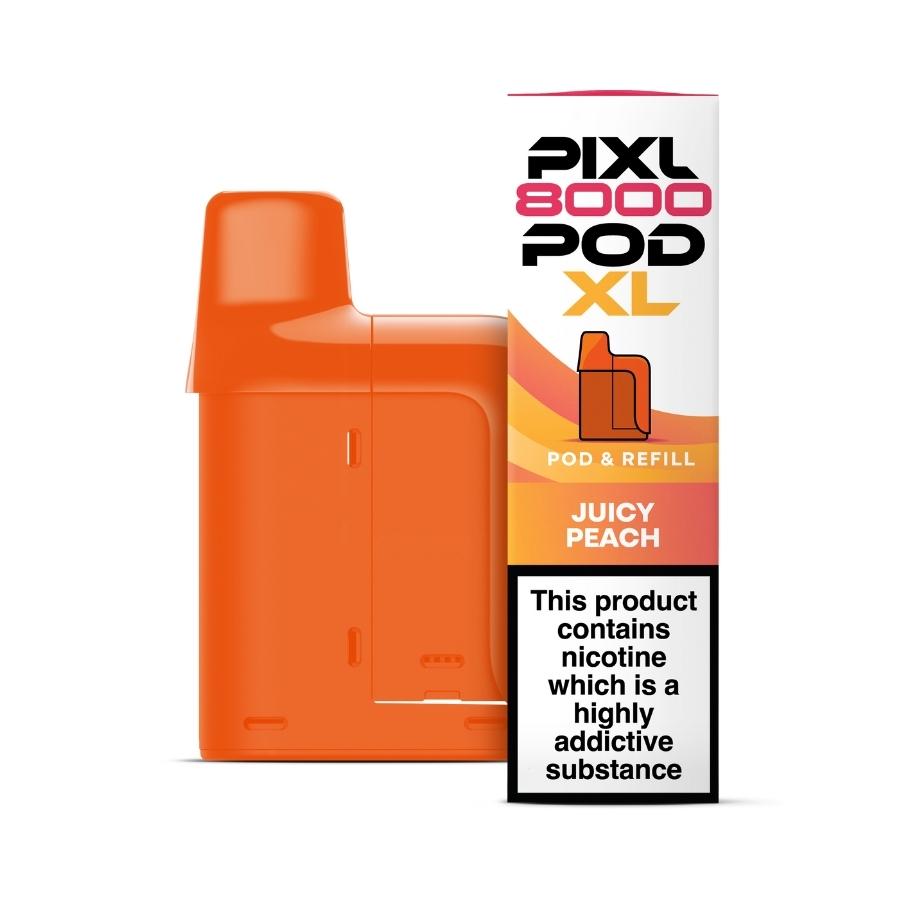 Pixl 8000 Juicy Peach Prefilled Pod + Refill - Case of 5