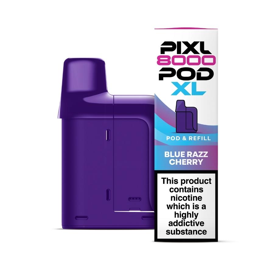 Pixl 8000 Blue Razz Cherry Prefilled Pod + Refill - Case of 5