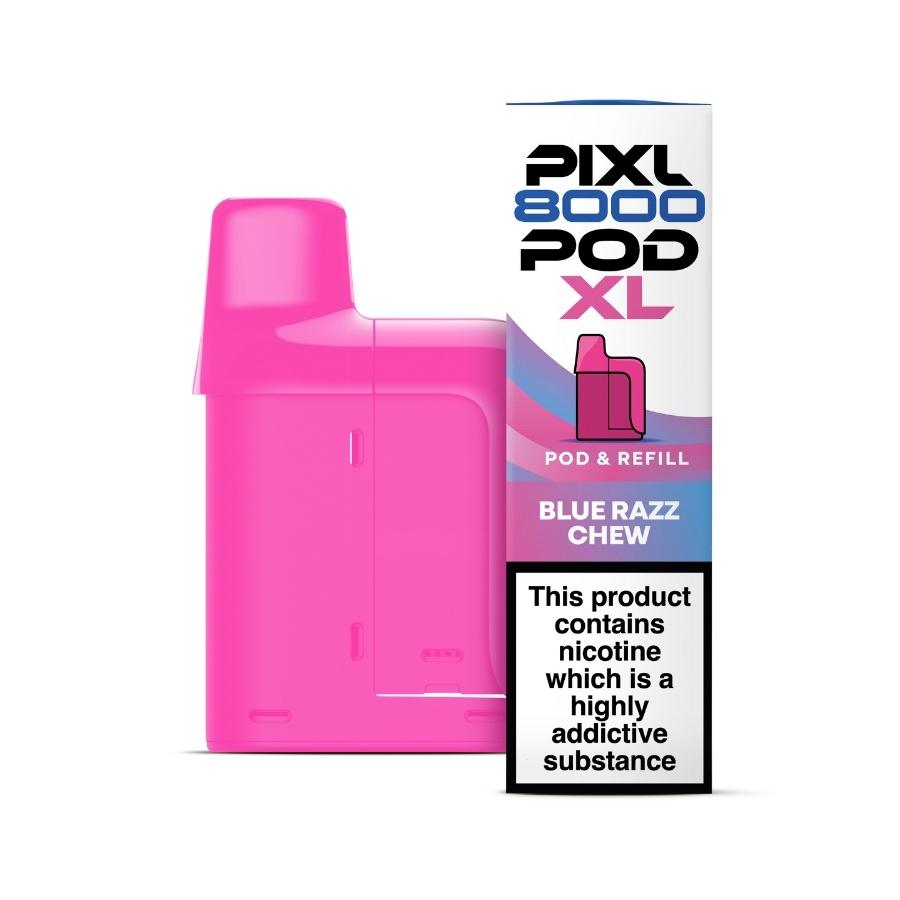 Pixl 8000 Blue Razz Chew Prefilled Pod + Refill - Case of 5