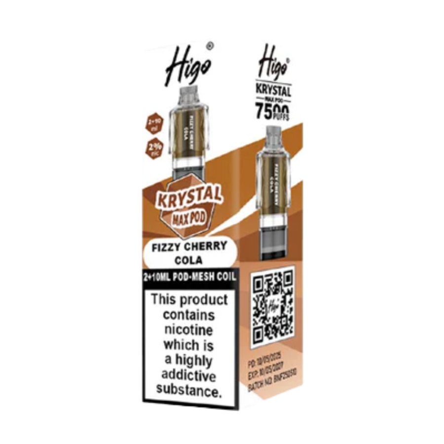 Higo Krystal Max 7500 Fizzy Cherry Prefilled Pods - Case of 5