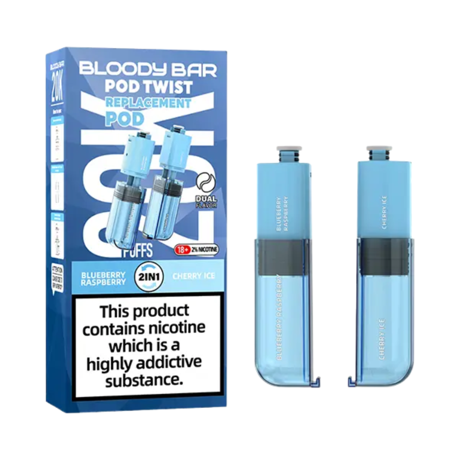 Bloody Bar Pod Twist 20K Blueberry Raspberry Cherry Refill Pods - Case of 10