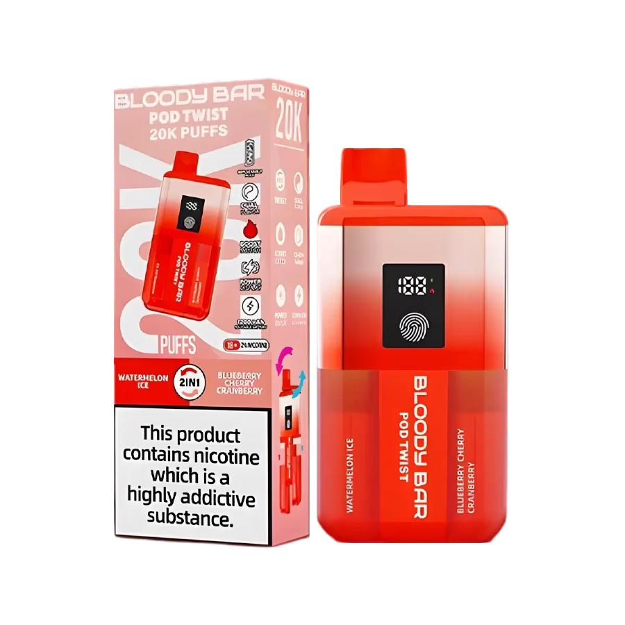 Bloody Bar Twist 20K Watermelon/ Blueberry Cherry Cranberry Vape Kit - Case of 5