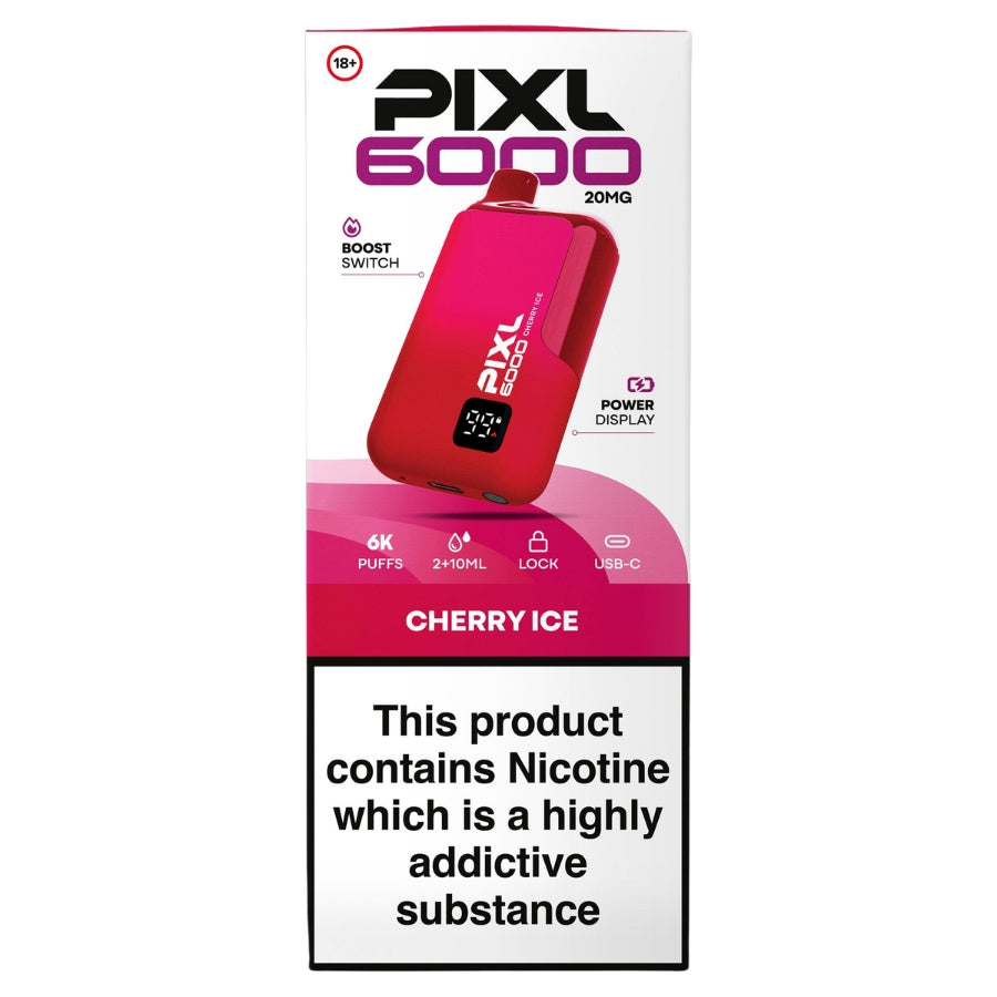 PIXL 6000 Cherry Ice Prefilled Rechargeable Disposable Vape 20mg - Case of 5