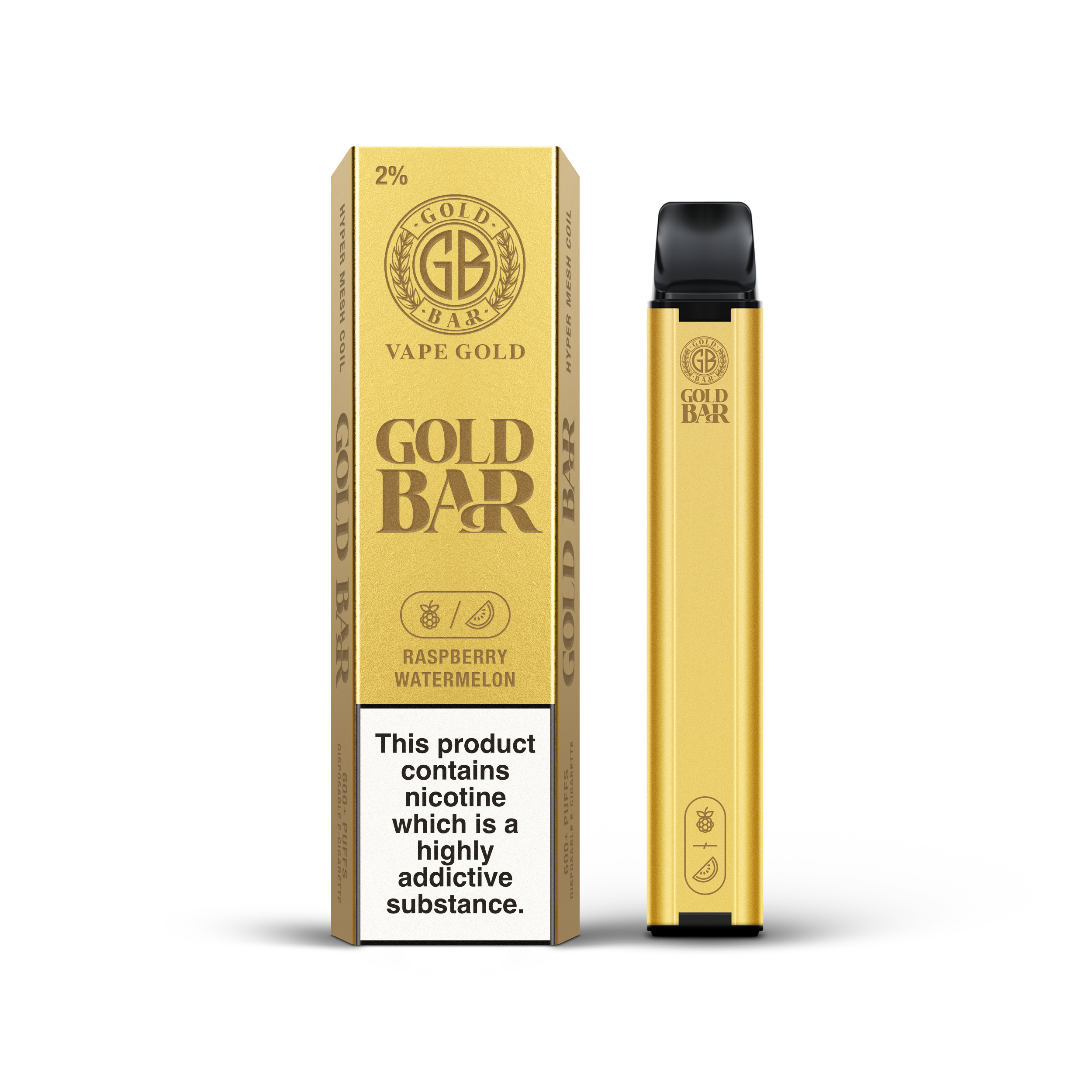 Gold Bar 600 Raspberry Watermelon Disposable Vape - Case of 10