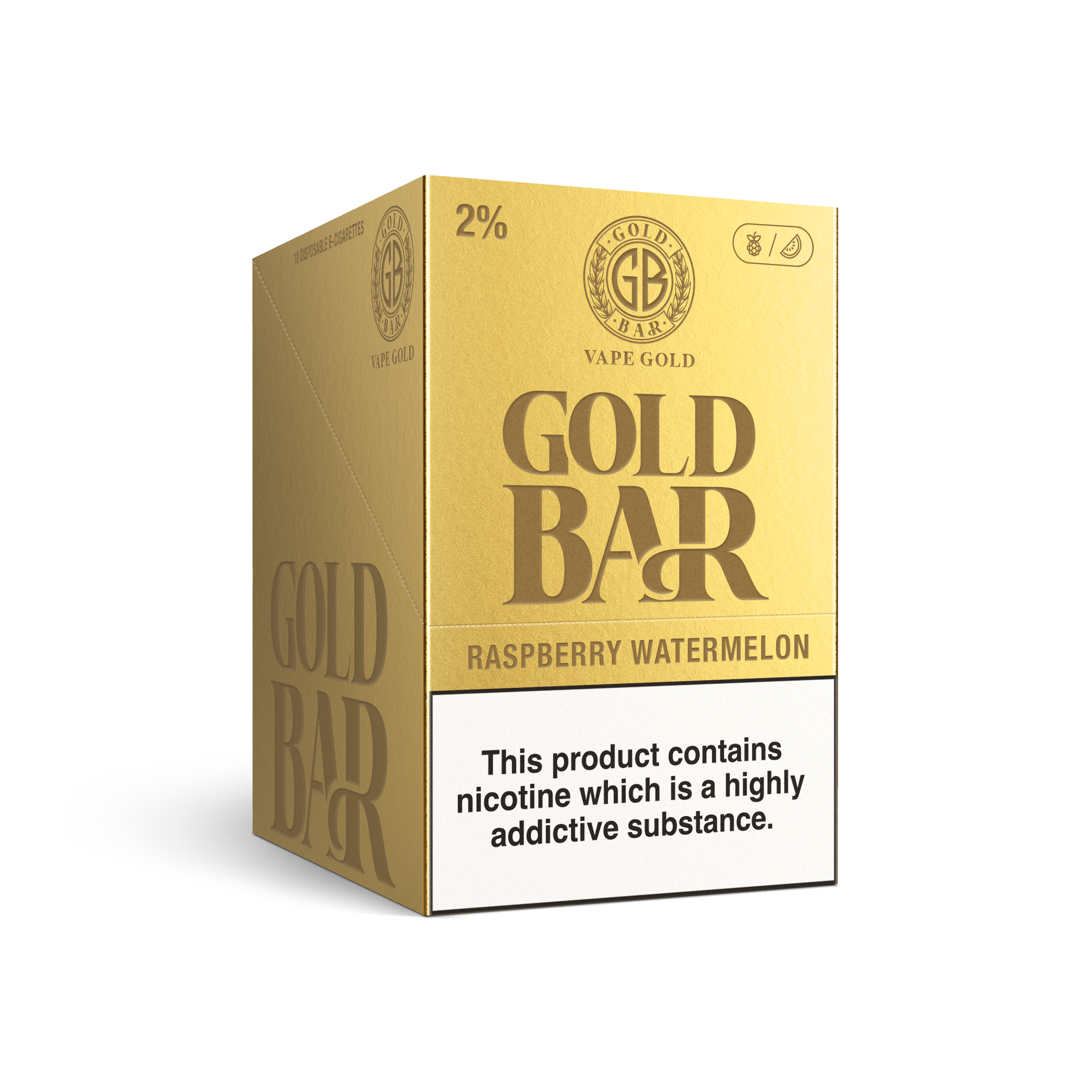 Gold Bar 600 Raspberry Watermelon Disposable Vape - Case of 10