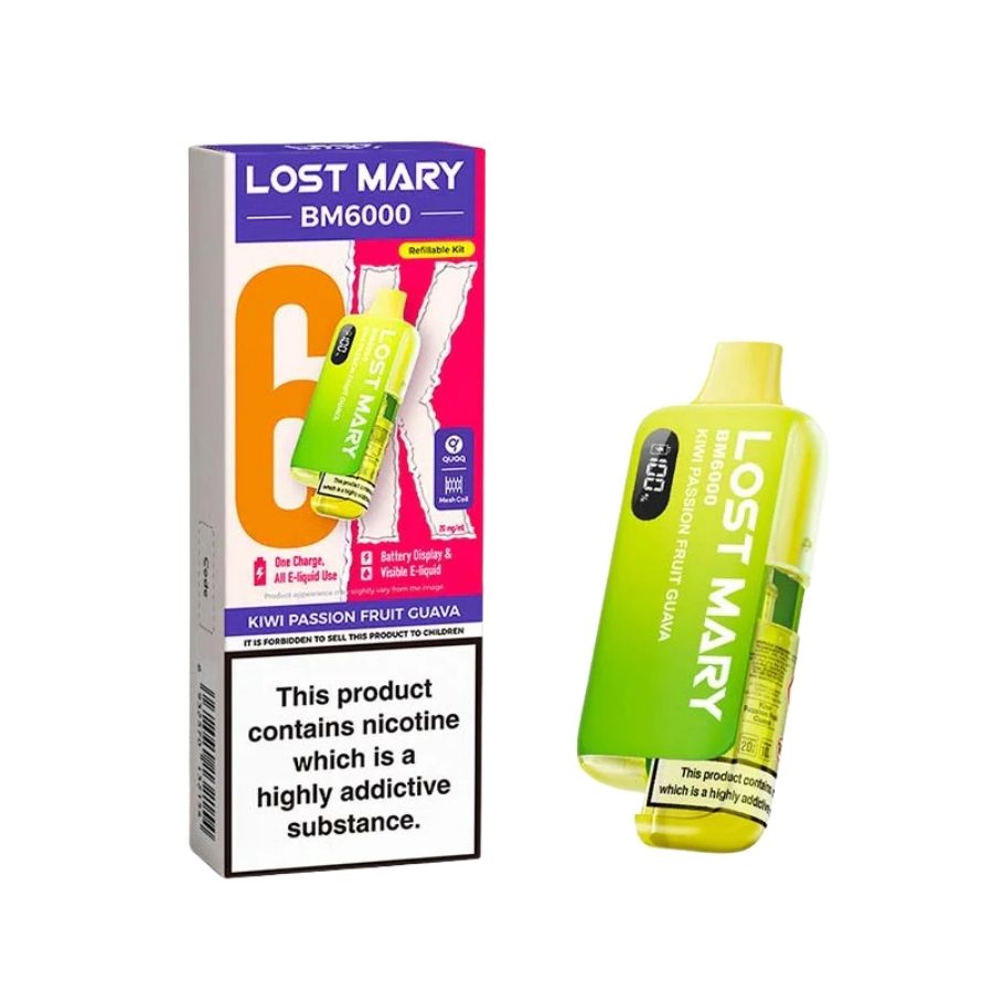 Lost Mary BM6000 Pre-filled Kiwi Passion Fruit GuavaPod Kit - Case of 5