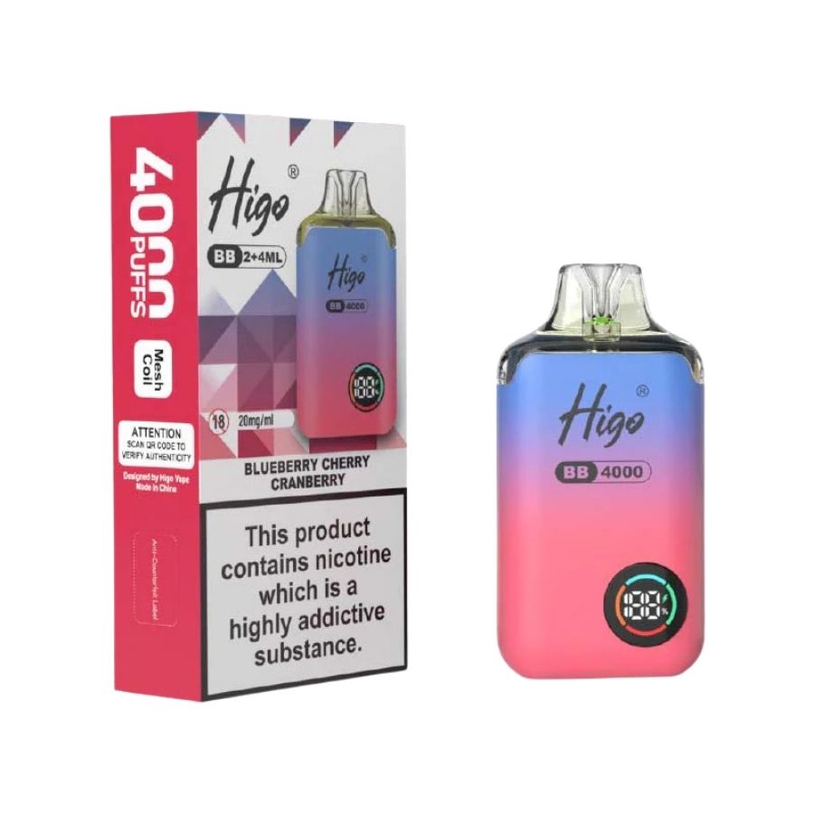 Higo BB Blueberry Cherry Cranberry Prefilled Pod Vape Kit - Case of 10