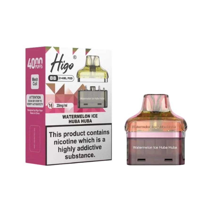 Higo BB 4000 Watermelon Ice Huba Huba Refill Pod  - Case of 5
